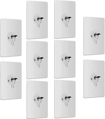 10 Pcs Self Adhesive Punch - Free / No - Drilling Screw Hooks Bear Upto 10 kg Heavy Duty Hooks - Gulybaba - Genuine products online Marketplace in Pakistan