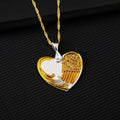 1pc Trendy Couples' Angel Wings & Heart Pendant Necklace - Fashion Alloy Accessory, Perfect Holiday Gift
