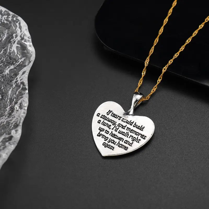 1pc Trendy Couples' Angel Wings & Heart Pendant Necklace - Fashion Alloy Accessory, Perfect Holiday Gift