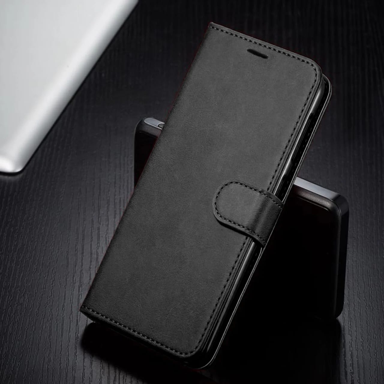 iPhone 11 Case, Included [Tempered Glass Screen Protector], Starshop Premium Leather Wallet Pocket Credit Card Slots-Black
