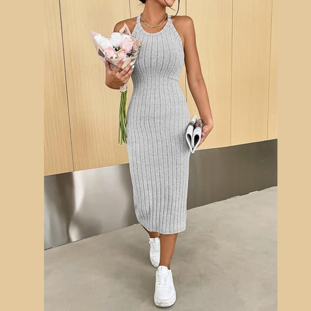Dresses for Women 2023 Solid Halter Neck Bodycon Dress Dresses for Women Size S
