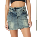High Waisted Denim Skirt for Women Vintage Mini A Line Bodycon Skirt with Shorts Retro Style Casual Skirt Dance