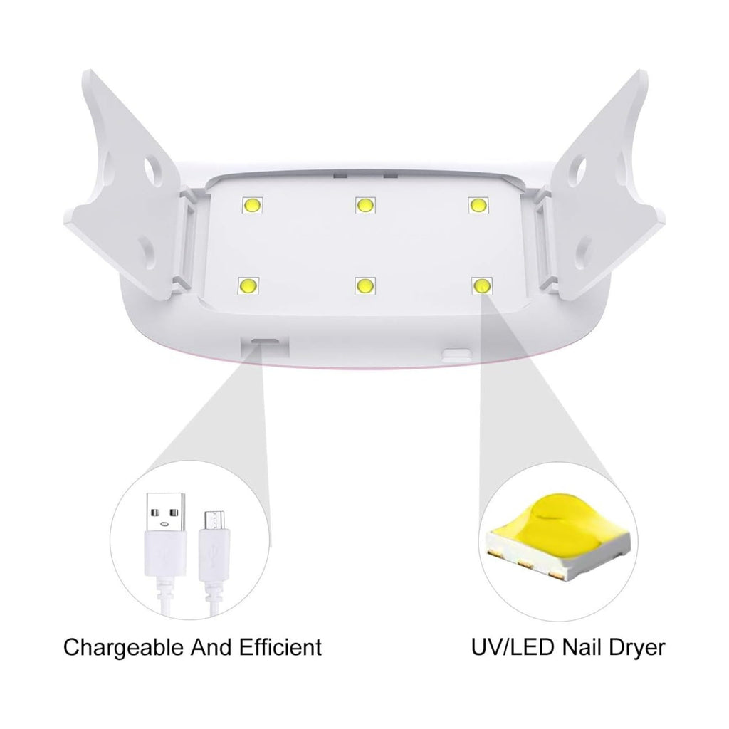 SUN Mini 6W UV LED Nail Lamp Nail Dryer UV Lamp Nail Lamp Nail Art Tools Foldable 45s 60s Timer Setting for Nails Art Manicure (Pink)