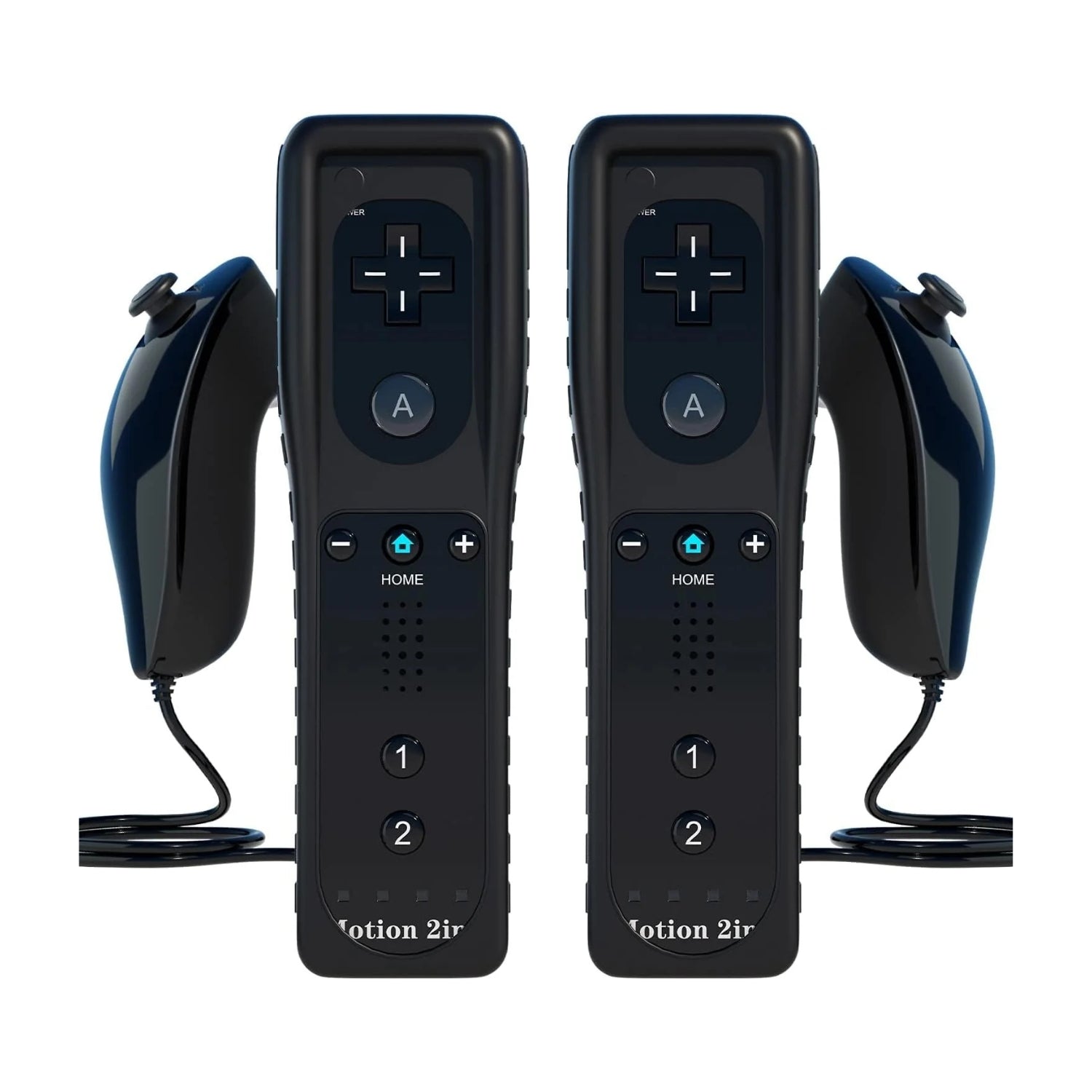 1 Pair Set Of 2 TechKen Controller for Wii with Motion Plus and Wii Nunchuck Controller Wii Remote Control Nunchuk Controller Wii Connection Remote Plus Controller Replacement for Wii/WiiU