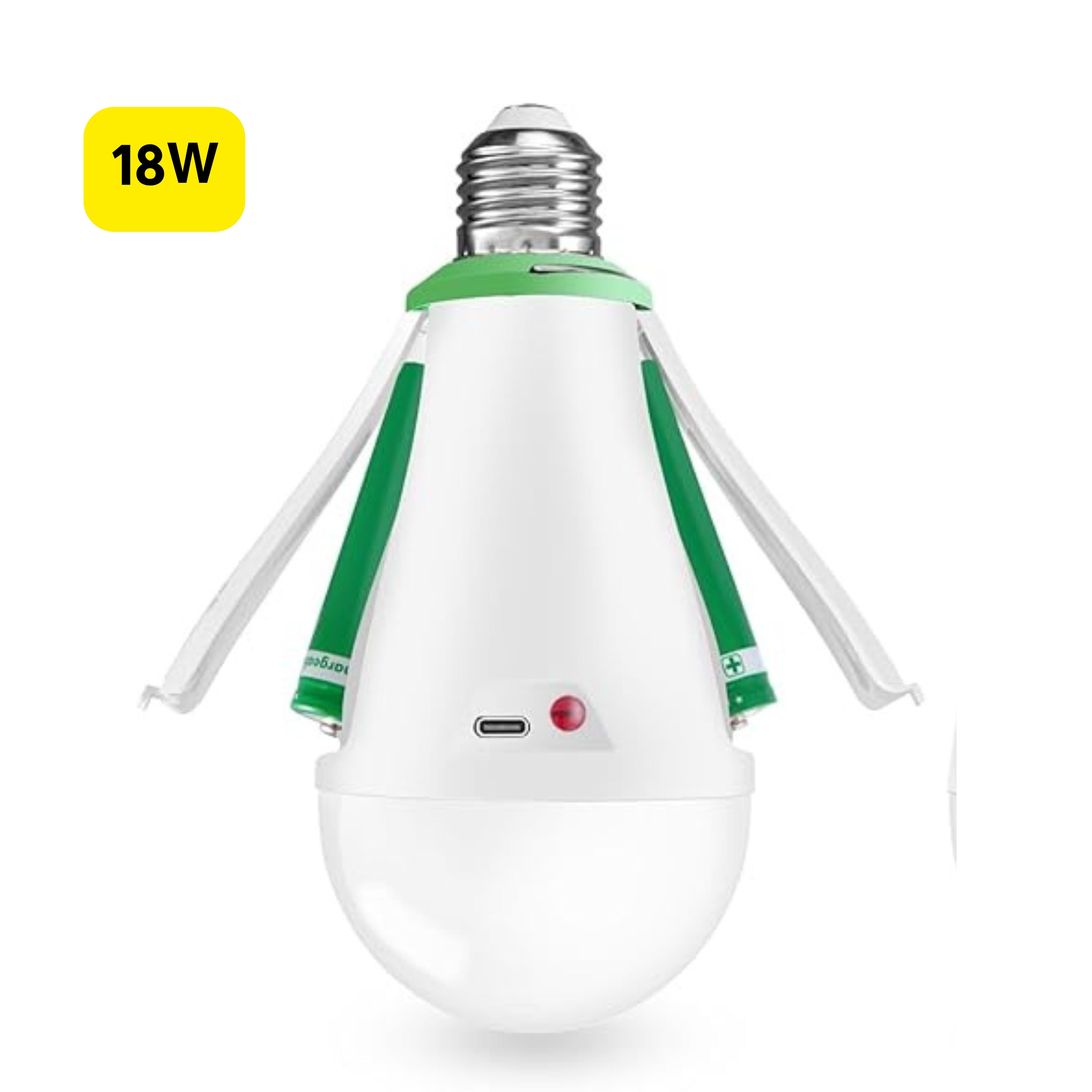 NWZ Rechargeable Emergency LED Bulb 18W With Type-c Charging Equivalent, 1200mAh 2 Battery Backup, E27 Dimmable 2000LM for Power Outages, Home, Camping, Outdoor Activities