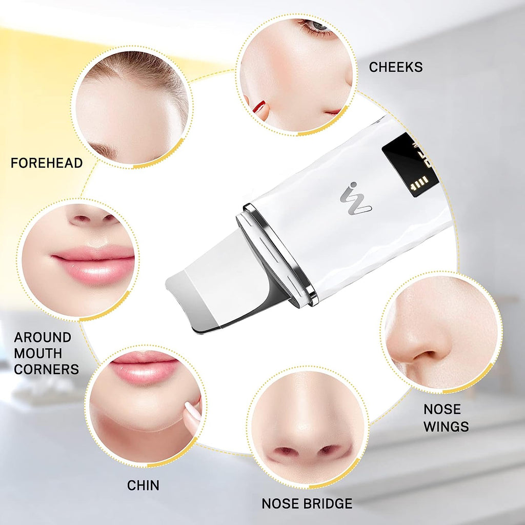 Misiki Facial Scrubber Spatula 4 Functional Modes Blackhead Remover for Facial Skin Cleaning USB Rechargeable
