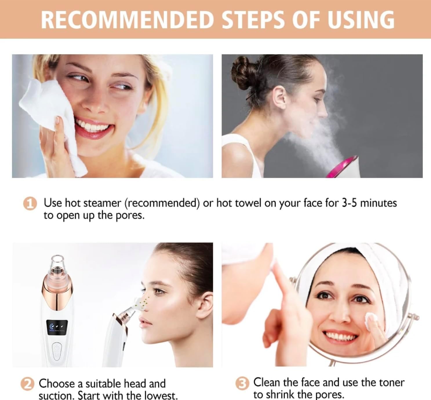 2025 Blackhead Remover Vacuum, Electric BlackHead Vacuum Remover for Face, Wireless Portable All Skin Types for Nose, Face Pore Vacuum with 5 Interchangeable Tips Rechargeable,Suitable for Women/Men