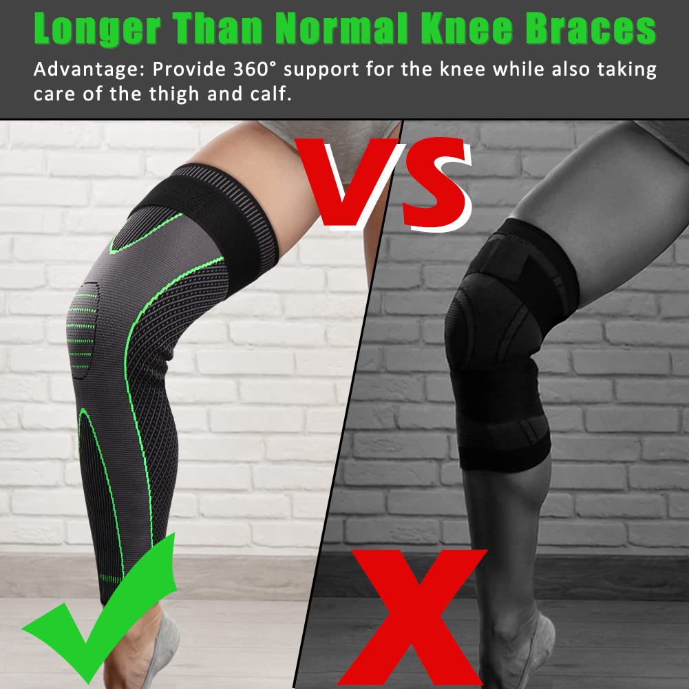 1 Pair Knee Support Brace – Adjustable Knee Pain Relief Belt, Pressurized Fitness Running & Cycling Band, Elastic Nylon Knee Pad Sleeve for Joint Pain Relief, Sports & Injury Recovery