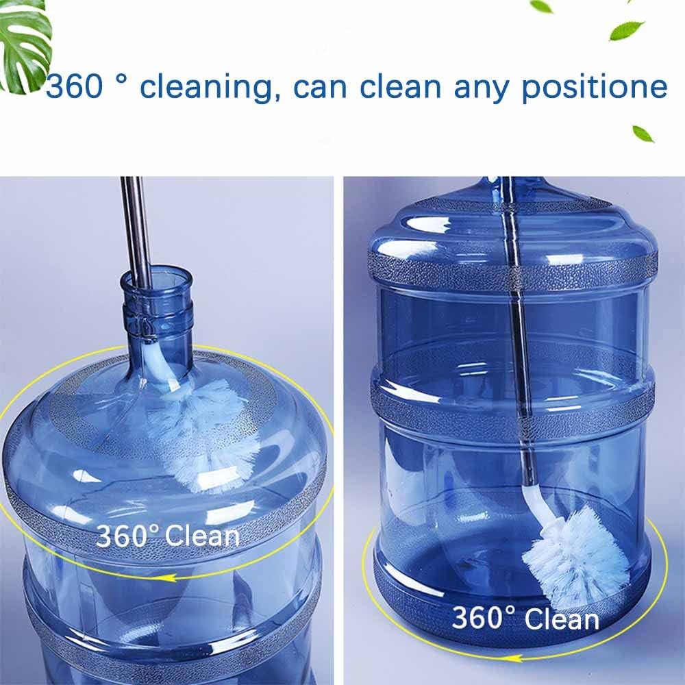 Stainless Steel Water Bottle Cleaning Brush, Long Bottle Brush, 360° Spherical Brush Head, Non-Slip Handle, 20L Water Bottle Brush and Gallon Water Jug Brush
