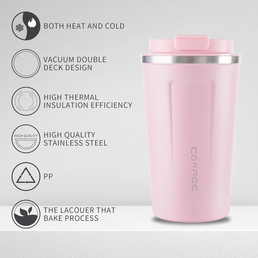 Stainless Steel Vacuum Insulated Travel Coffee Mug, Led Temperature Display Insulated Tumbler, Leak Proof with Lid Keeps Cold and Warm, Suitable for Coffee, Tea and Beer - 510ml