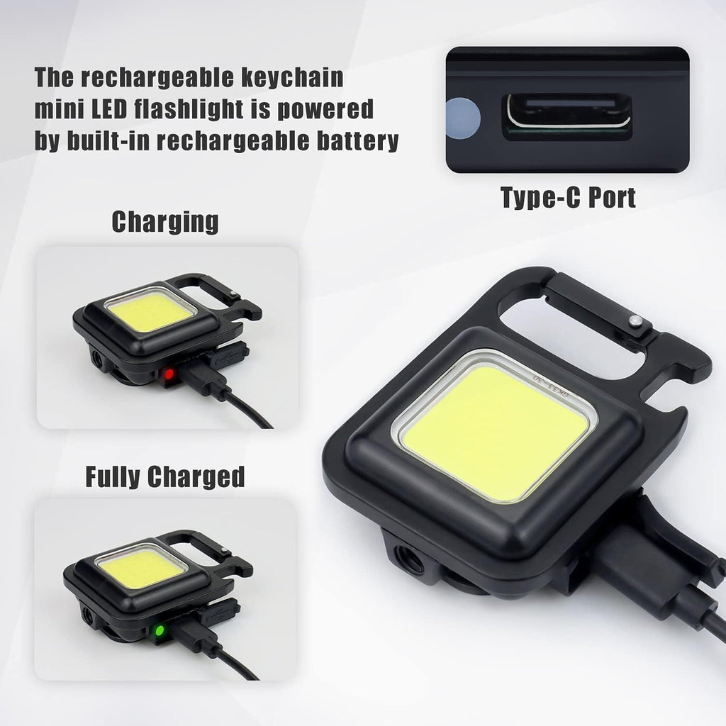 Small Flashlight, Keychain Work Light, USB Rechargeable, Mini LED Handheld Flashlight, 3 Light Modes Portable Pocket Light for Valentine's Day Gift Camping Emergency Fishing, Metal