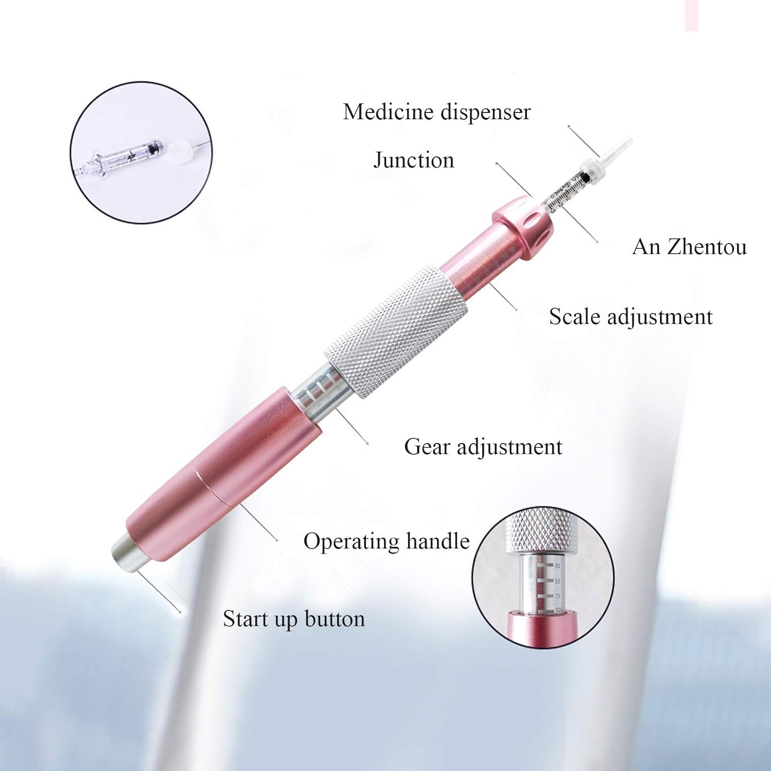 Hyaluronic Acid Anti-Wrinkle Lip Pen 2 in 1 Hyaluronic Acid Pen Meso View Injection Gun (For Lip Filler Injection)(1 Pieces of 0.3Ml Ampoules)