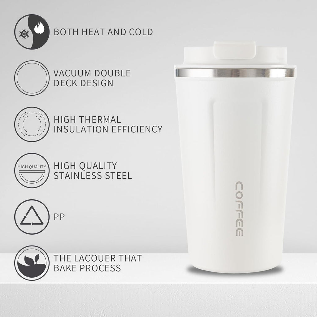 Stainless Steel Vacuum Insulated Travel Coffee Mug, Led Temperature Display Insulated Tumbler, Leak Proof with Lid Keeps Cold and Warm, Suitable for Coffee, Tea and Beer - 510ml