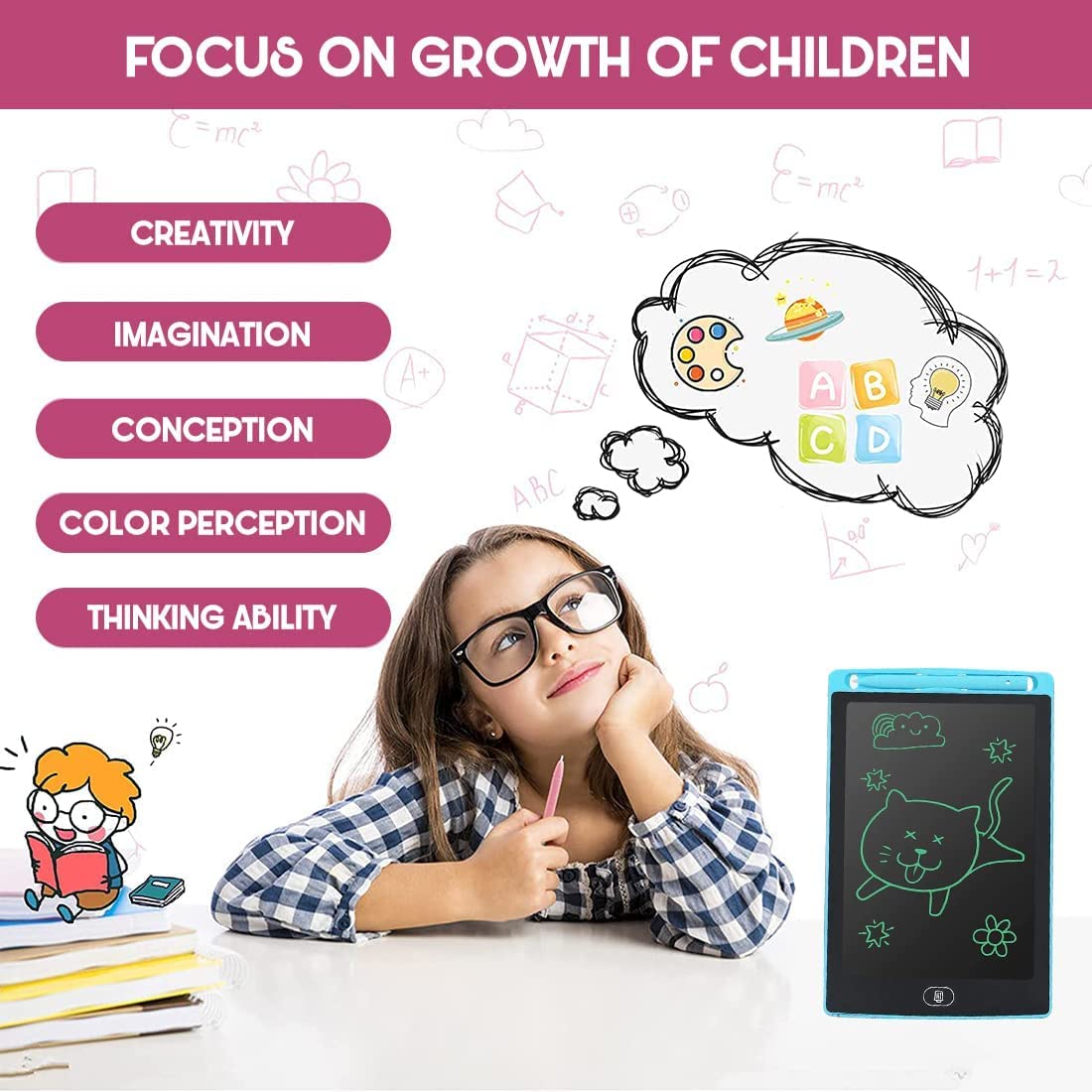 Writing Tablet RGB pad, Lcd writing tablet, Gifts for girls age 10-12, Gift for boys, Drawing Tablet, Birthday, Multicolor