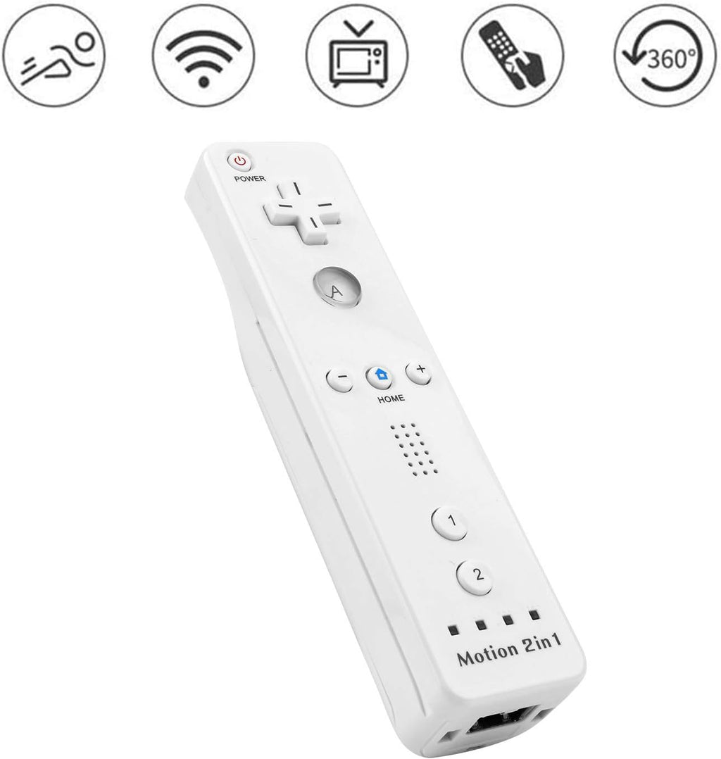2 Pack Wii Remote Controller with Motion Plus, Wireless Controller for Nintendo Wii and Wii U, with Silicone Case and Wrist Strap, No Nunchucks