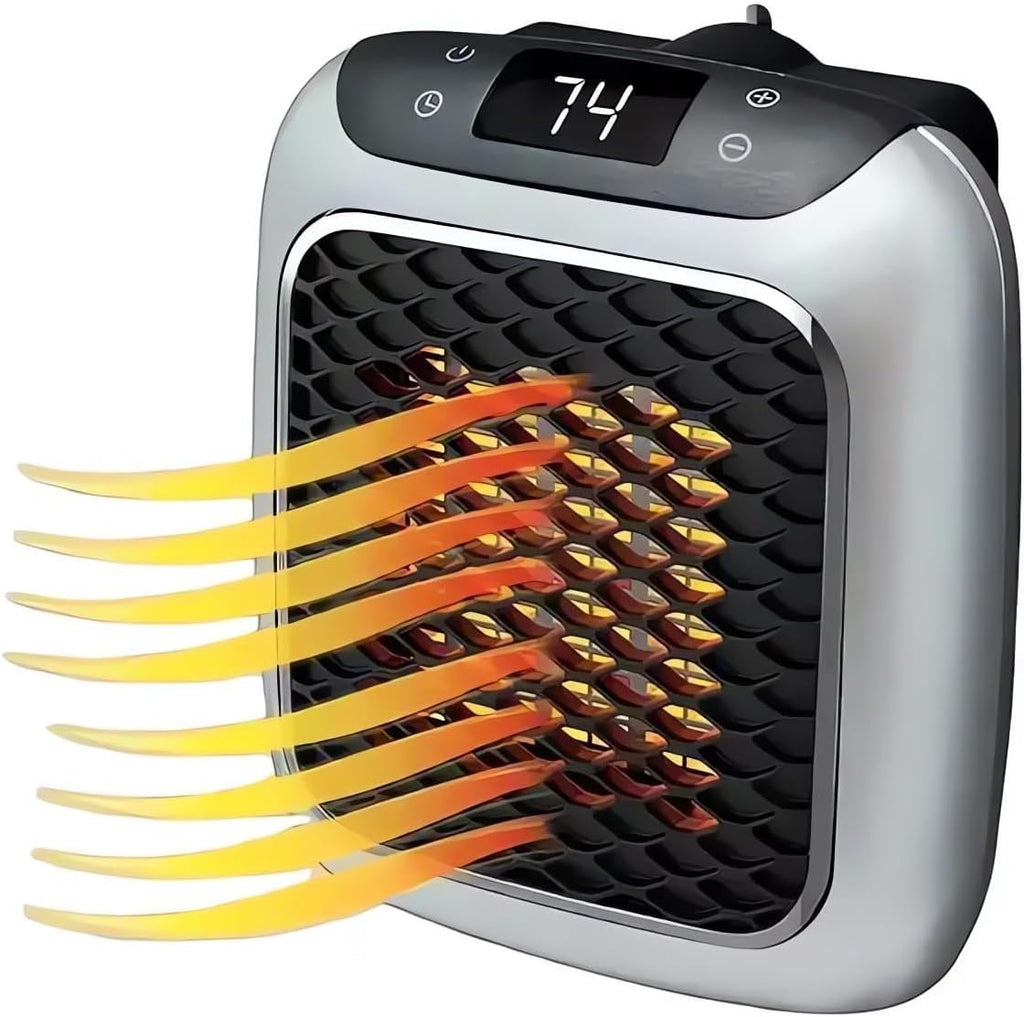 Electric New Handy Heater Turbo Wall-Outlet 800 Watts with Temperature Control Remote| Mini Heater, Portable Heater| Mini Heater for Bedroom (Office Work Room, Bathrooms, Rooms) - CREZO GREY