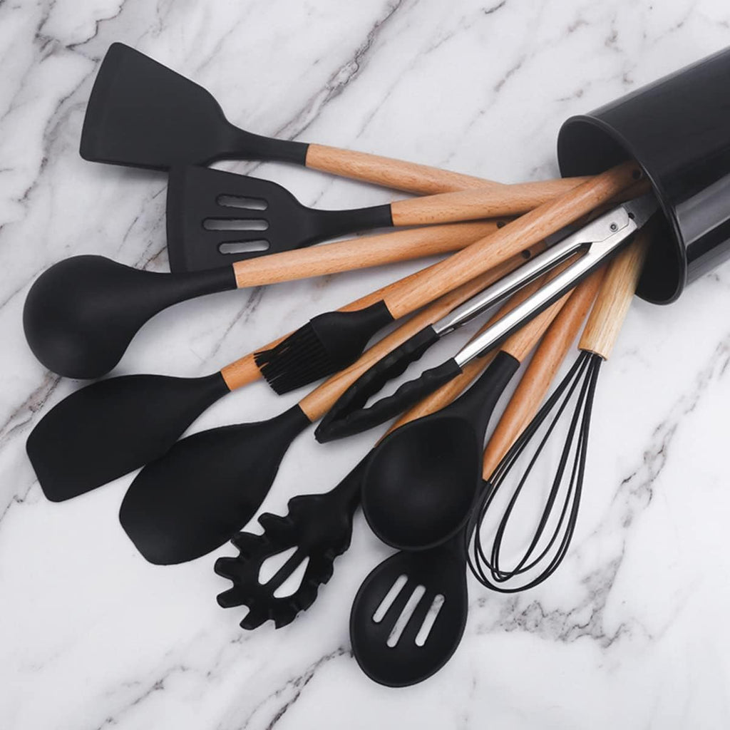 Kitchen Silicone Cookware Set, 12-piece Non-stick Cookware, Heat-resistant, BPA-free, Cooking Tools, Stirring Kitchen Tool Set