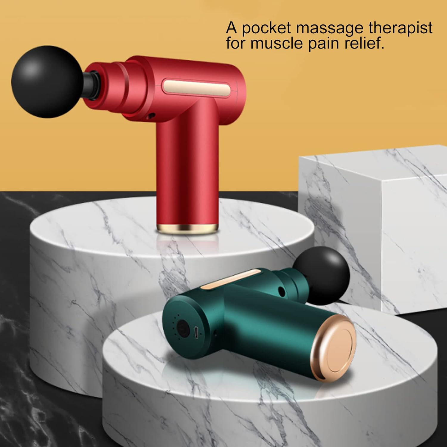 Handheld Muscle Massage Gun Deep Tissue Percussion Muscle Massager Gun Cordless Electric Massagers Neck Back with Massage Head for Workout Relaxation Sore Muscle and Stiffness,Black