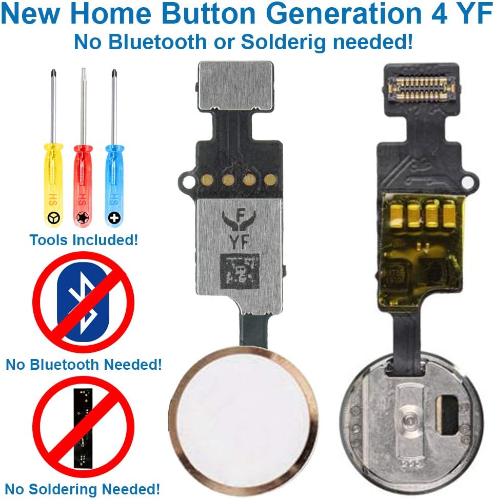 MMOBIEL Home Button 4th Gen. YF Compatible with iPhone SE 2022 / SE 2020/7 / 8/7 Plus / 8 Plus - Fingerprint Touch ID Flex Cable Connector - Replacement - Incl. Screwdrivers - Rose Gold