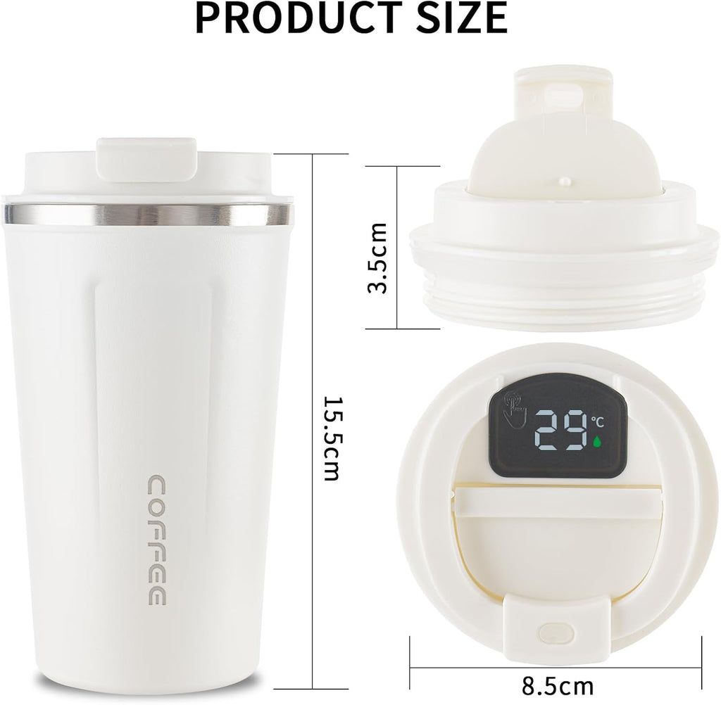 Stainless Steel Vacuum Insulated Travel Coffee Mug, Led Temperature Display Insulated Tumbler, Leak Proof with Lid Keeps Cold and Warm, Suitable for Coffee, Tea and Beer - 510ml