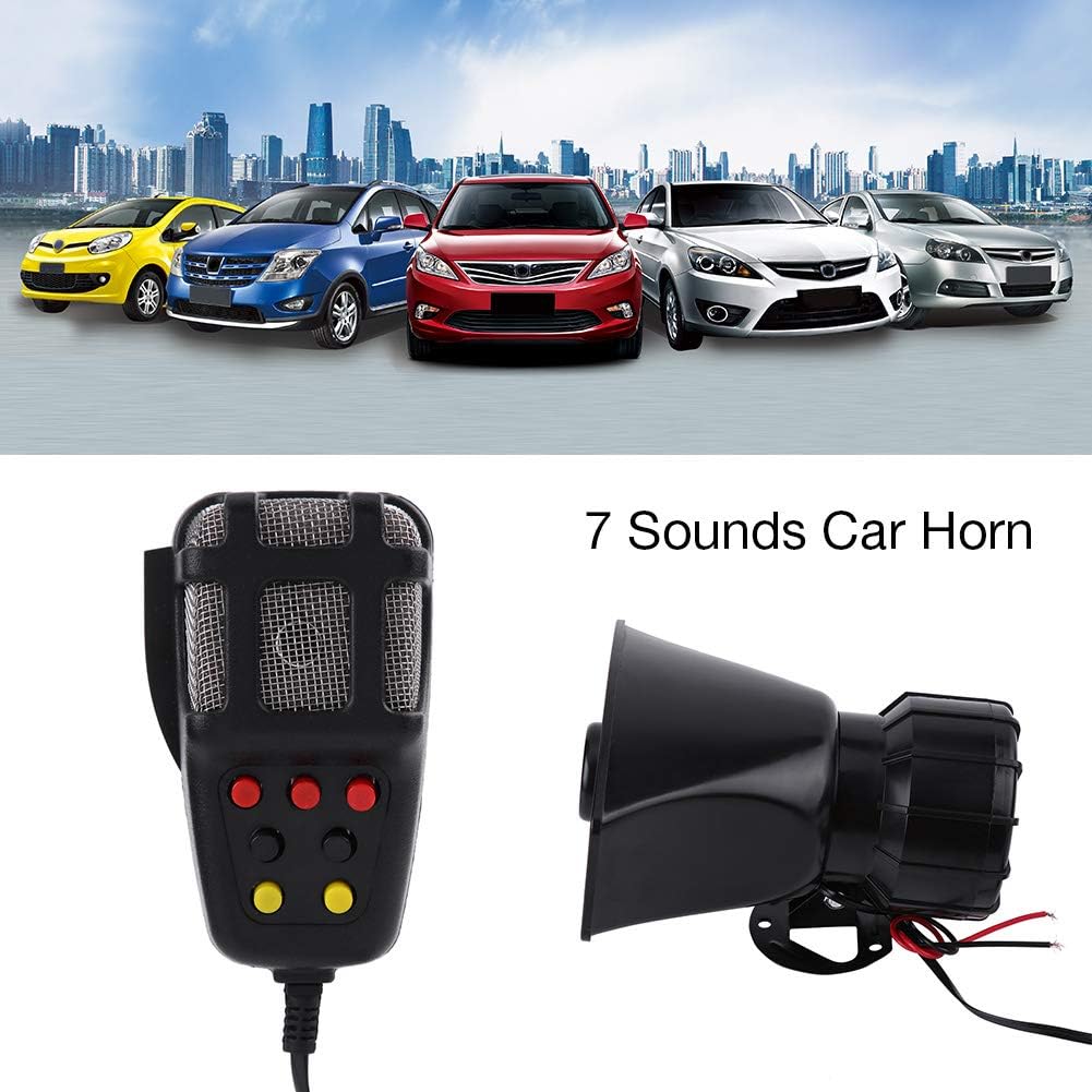 Siren 12 V, 7 Tone Sound Horn, Car Siren Speaker, Car Horn, Emergency Amplifier Alarm Trumpet, Speaker System, Horn 12 V,