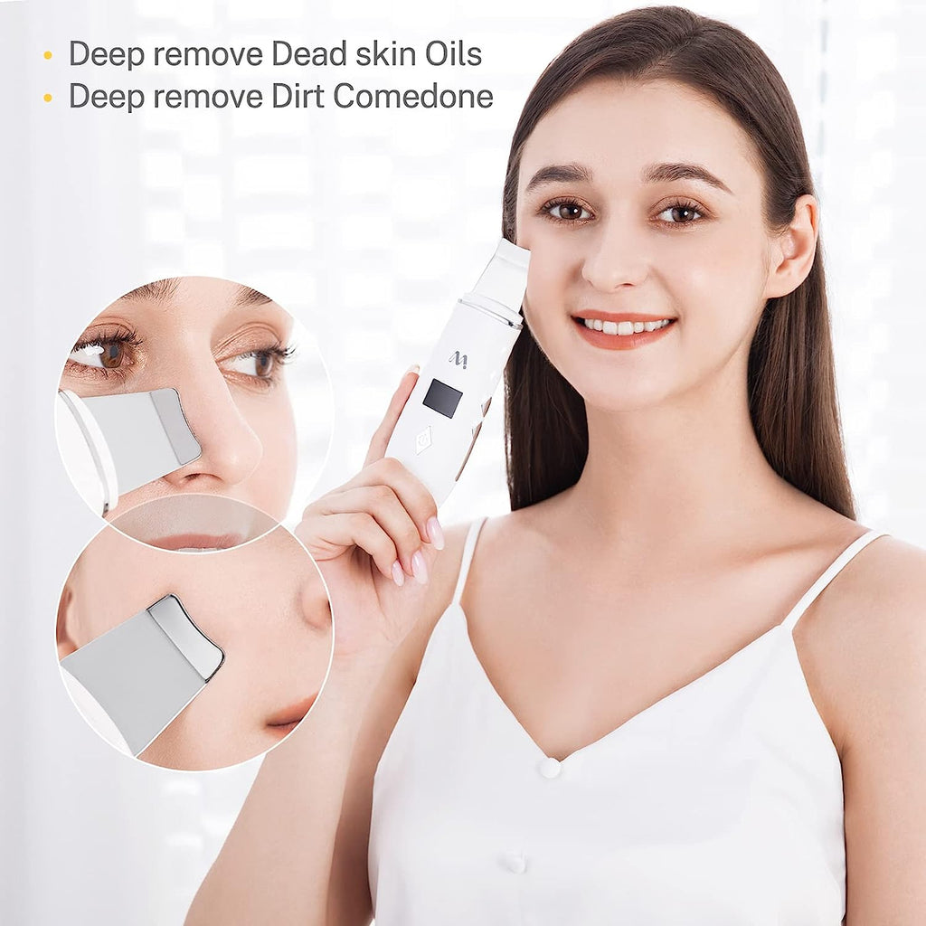 Misiki Facial Scrubber Spatula 4 Functional Modes Blackhead Remover for Facial Skin Cleaning USB Rechargeable