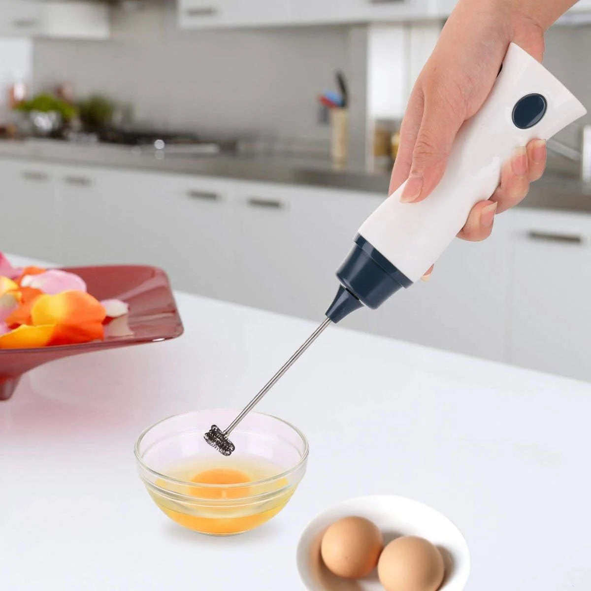 Rechargeable Coffee Beater Handheld Electric Coffee Mixer Frother Automatic Milk Beverage Foamer Cream Whisk Cooking Stirrer Egg Beater With Cover Stainless  with Charging Cable