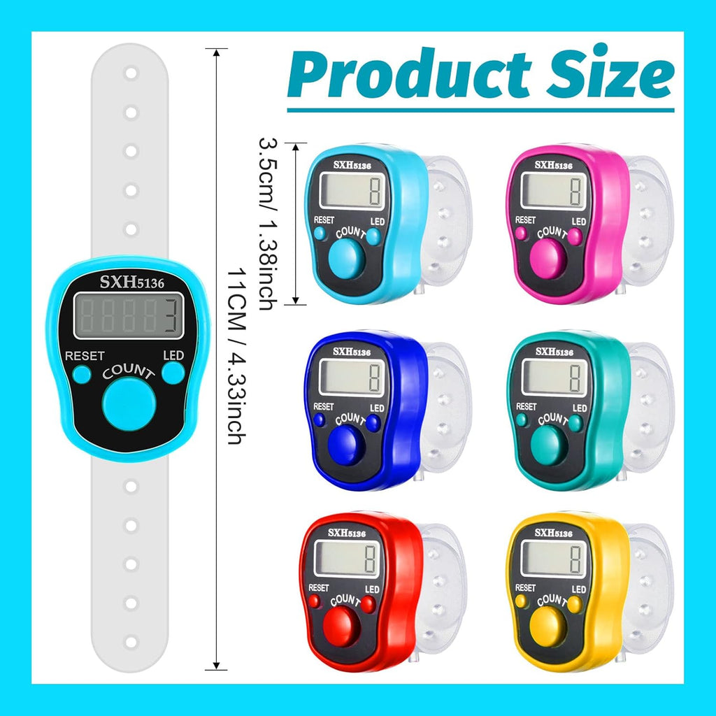 5pcs Finger Counter -Islamic Tasbih Bead- 5 Digital LED Electronic Handheld Tally Counter Clicker with Case Mechanical Manual Clicker Number Lap Tracker Counter