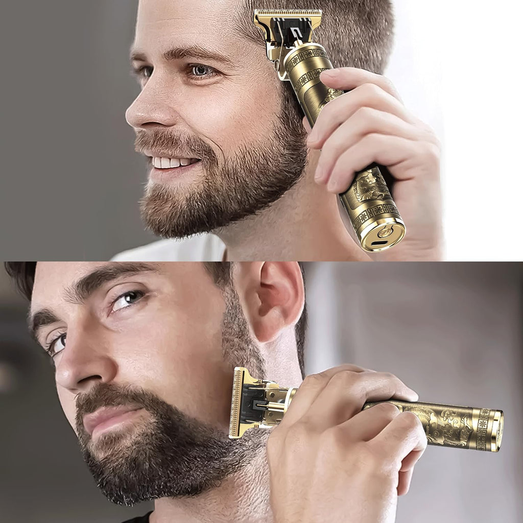 Vintage T9  Beard Trimmer for Men-Hair Clippers for Men-Cordless Rechargeable Hair Clipper and Trimmer-Beard Shaver Barbershop（Gold）