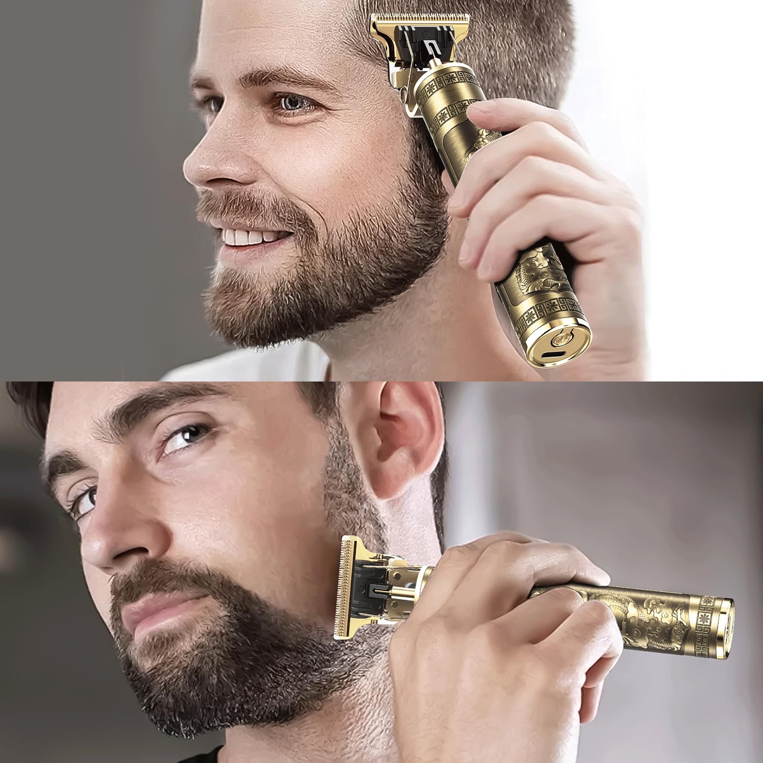 Vintage T9  Beard Trimmer for Men-Hair Clippers for Men-Cordless Rechargeable Hair Clipper and Trimmer-Beard Shaver Barbershop（Gold）