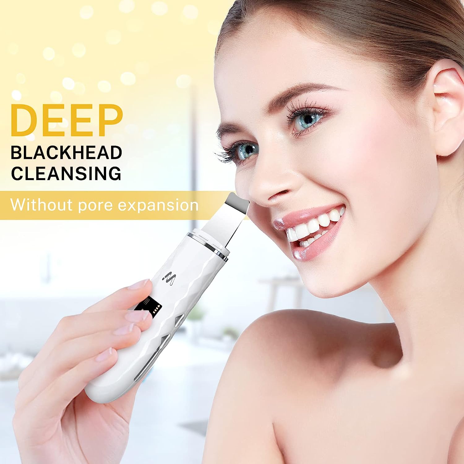 Misiki Facial Scrubber Spatula 4 Functional Modes Blackhead Remover for Facial Skin Cleaning USB Rechargeable