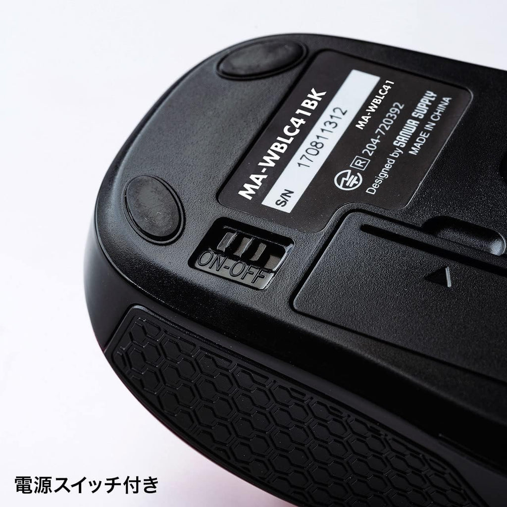 Sanwa Supply MA-WBLC41BK Wireless Type-C Blue LED Mouse Compatible with Windows, Mac, Android, IOS iPadOS, FireOS (Black)