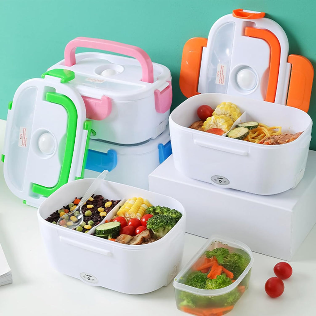 Electric Lunch Box 220V Food Heating Lunch Hot Box Portable Insulated Bento Box Electric Lunch Container for Office Travel Home (Green)