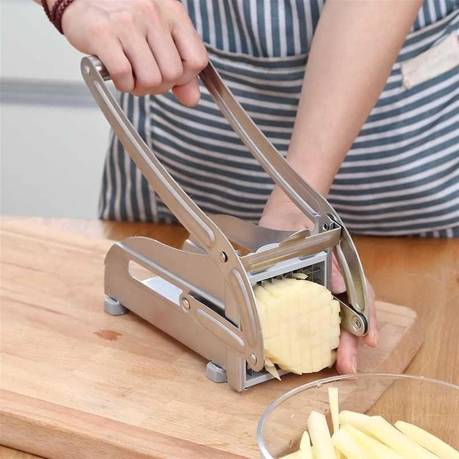 Fries Machine Fries Cutter Manual Potato Cutter Shredder French Fries Slicer Potato Chips Maker Meat Chopper Cutting Machine Kitchen Tools French Fries Slicer