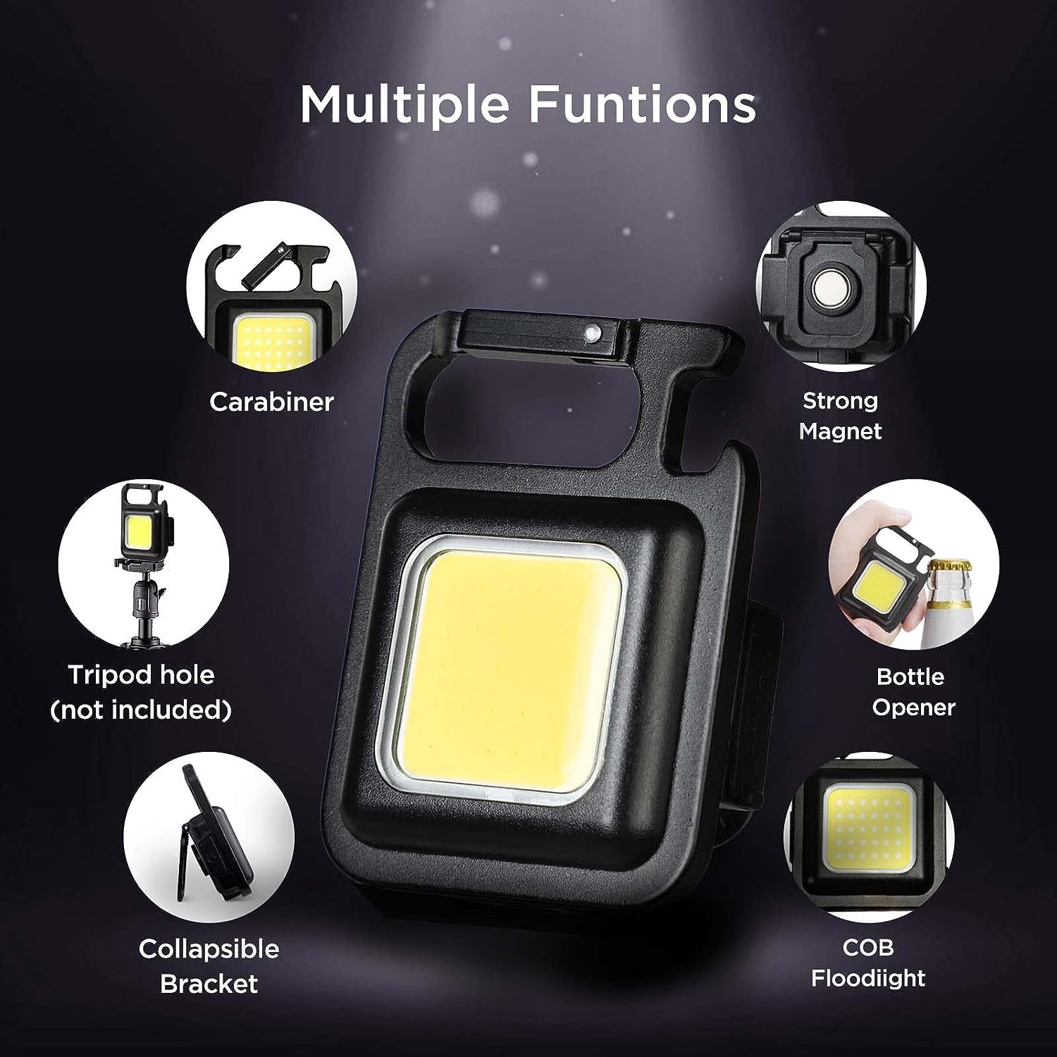 Small Flashlight, Keychain Work Light, USB Rechargeable, Mini LED Handheld Flashlight, 3 Light Modes Portable Pocket Light for Valentine's Day Gift Camping Emergency Fishing, Metal