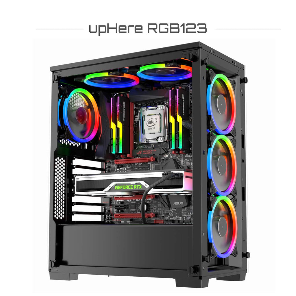 upHere Pack Off 5 120mm RGB Series Case Fan,Quiet Edition High Airflow LED Case Fan for PC Cases-5 Pack