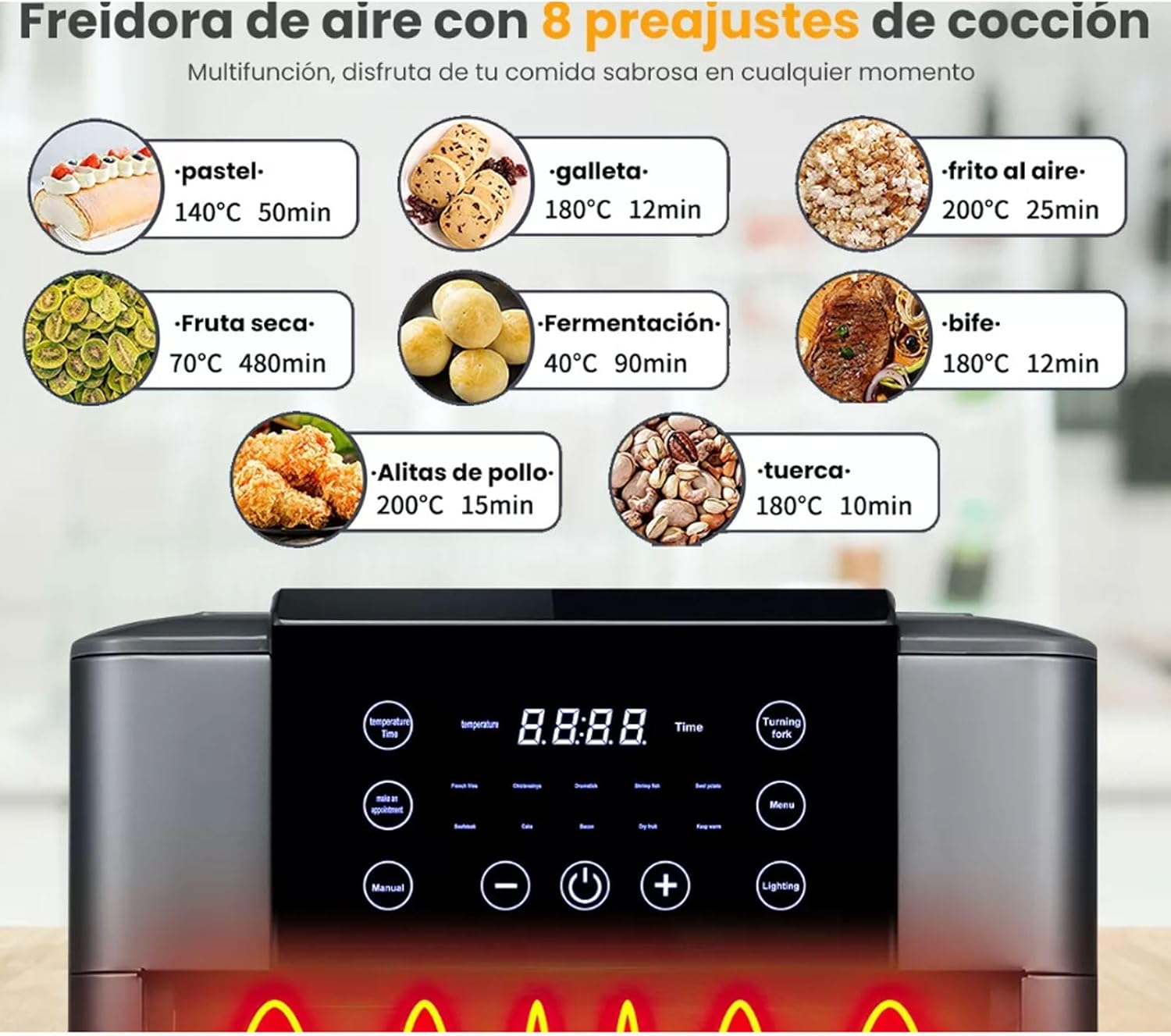 Johnson Lux 12L Air Fryer Large Convection Toaster Oven Air Fryer with Digital LCD Touch Screen 10 in 1 Oilless Cooker