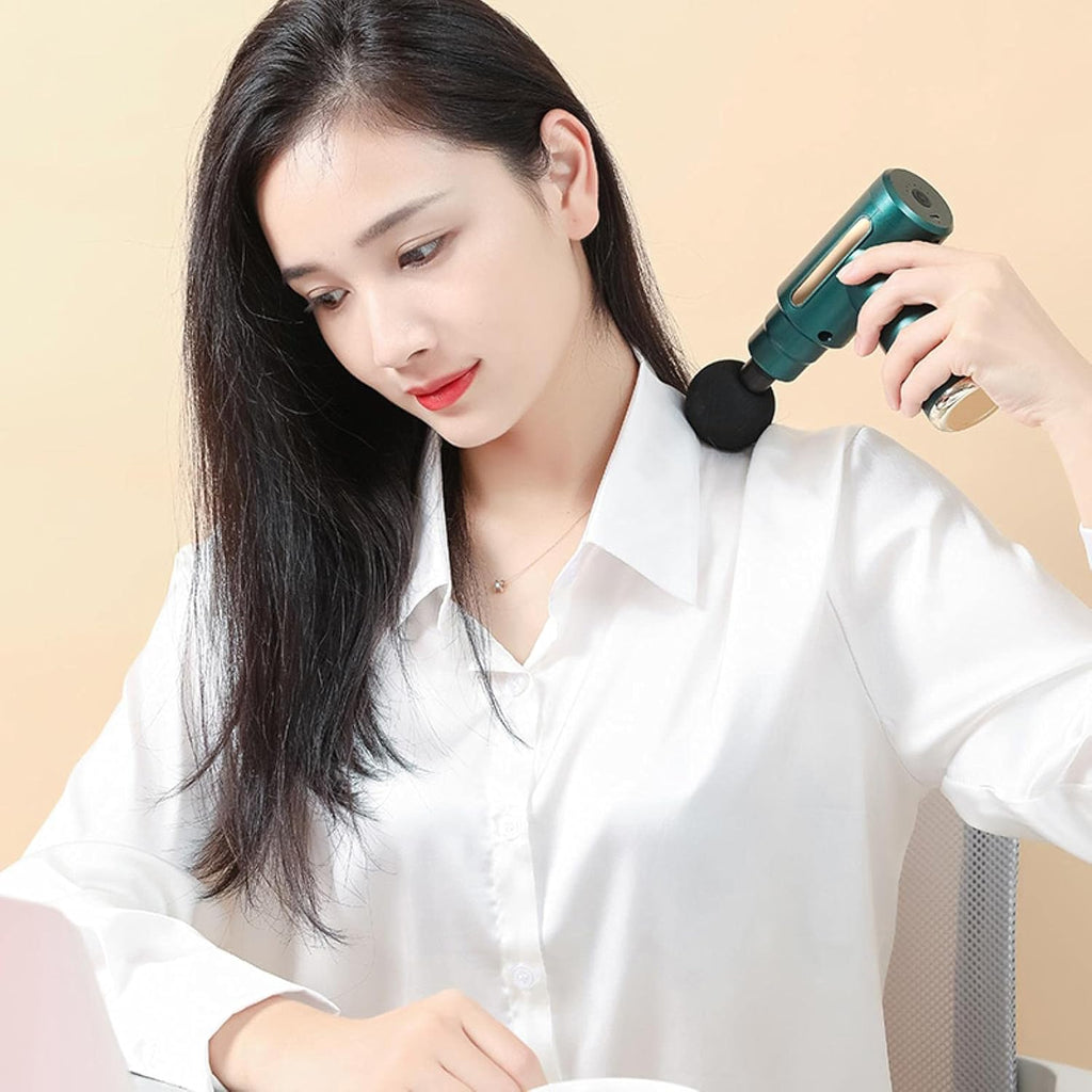 Handheld Muscle Massage Gun Deep Tissue Percussion Muscle Massager Gun Cordless Electric Massagers Neck Back with Massage Head for Workout Relaxation Sore Muscle and Stiffness,Black