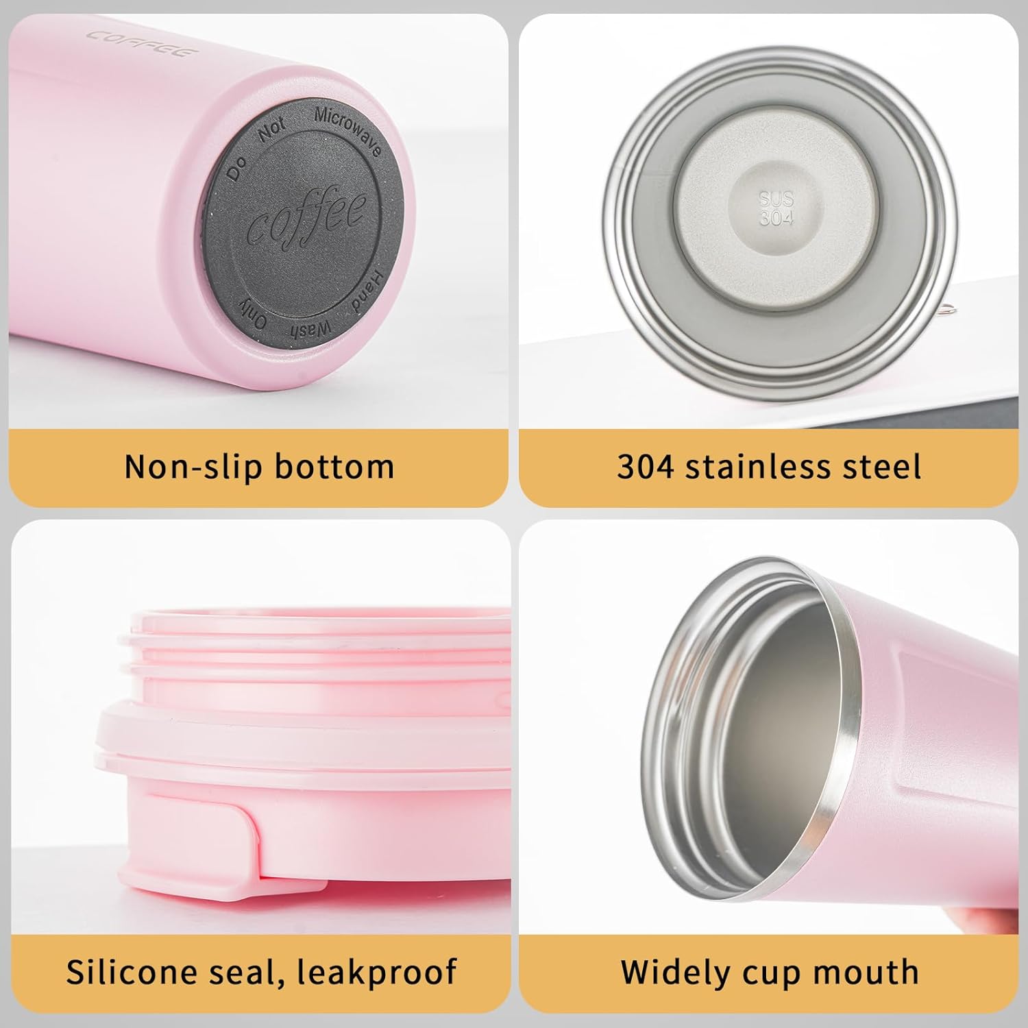 Stainless Steel Vacuum Insulated Travel Coffee Mug, Led Temperature Display Insulated Tumbler, Leak Proof with Lid Keeps Cold and Warm, Suitable for Coffee, Tea and Beer - 510ml