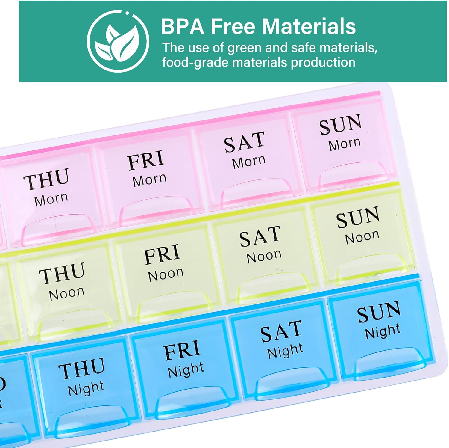 Large Weekly Pill Organizer 3 Times A Day, Moisture-Proof 7 Day Pill Box, Travel Pill Cases Portable for Pills Vitamin Fish Oil Supplements