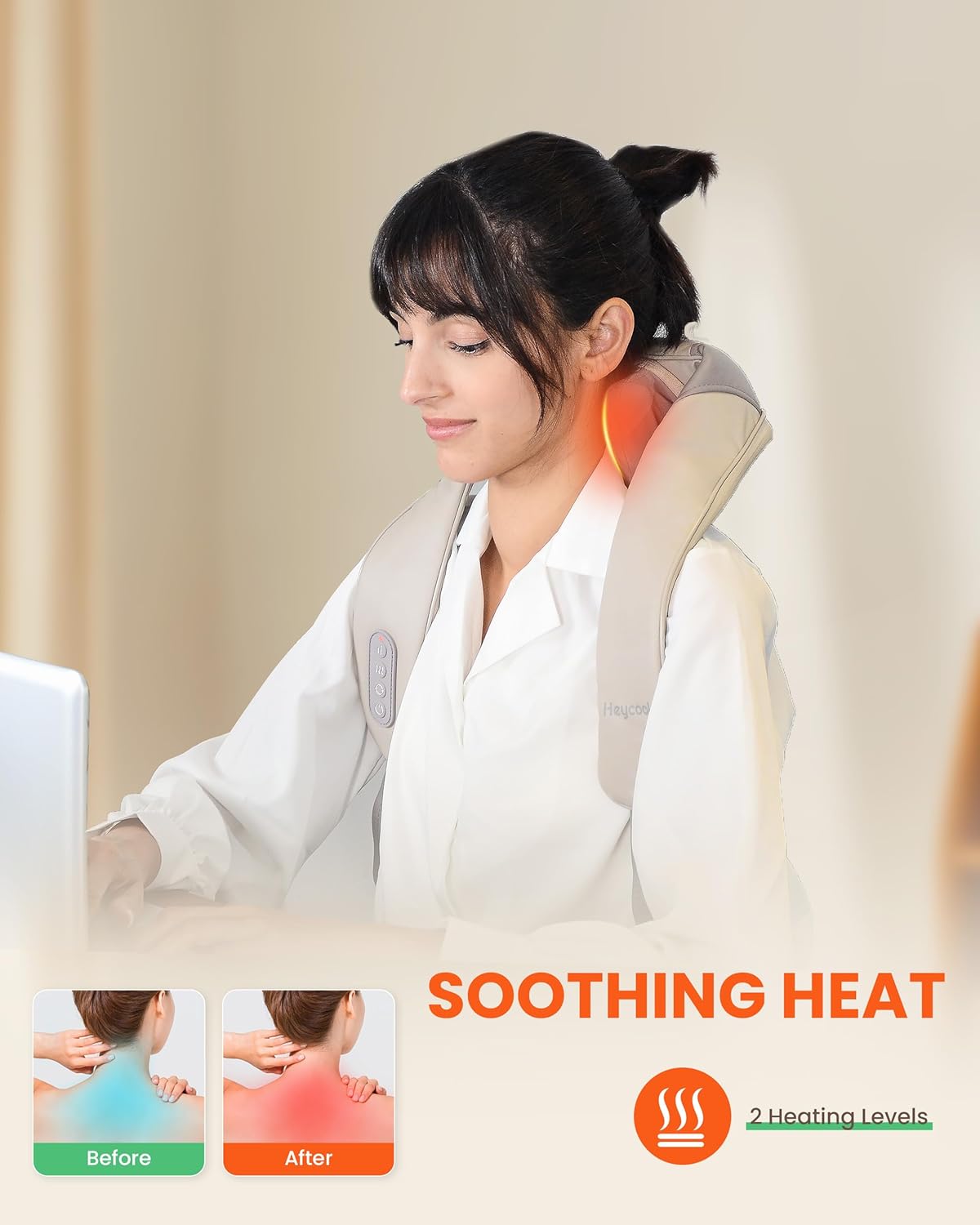 Cordless Neck Massager with Heat, FSA Eligible HSA 4D Deep Kneading Neck Shoulder Massager for Pain, Wireless Shiatsu Back Massager Pillow, Gifts for Men, Women Rechargeable