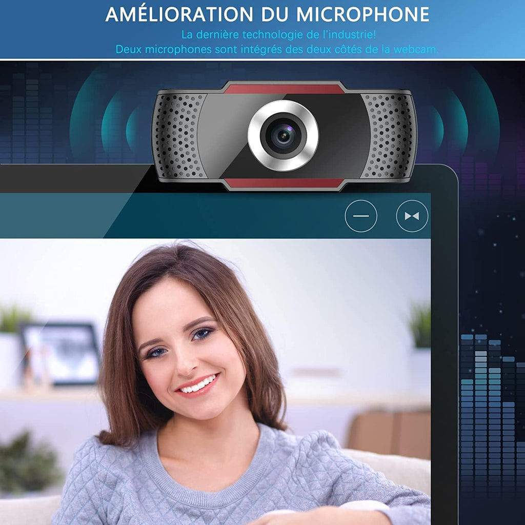 J JOYACCESS Webcam for PC, 1080p/30fps Webcam with Microphone Full HD, Plug and Play USB Webcam with 105 Degree Widescreen Screen, PC Camera for Conference, Study, Zoom, Skype, Compatible with
