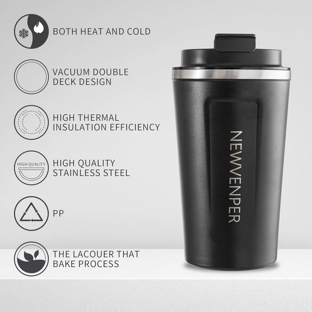 Stainless Steel Vacuum Insulated Travel Coffee Mug, Led Temperature Display Insulated Tumbler, Leak Proof with Lid Keeps Cold and Warm, Suitable for Coffee, Tea and Beer - 510ml