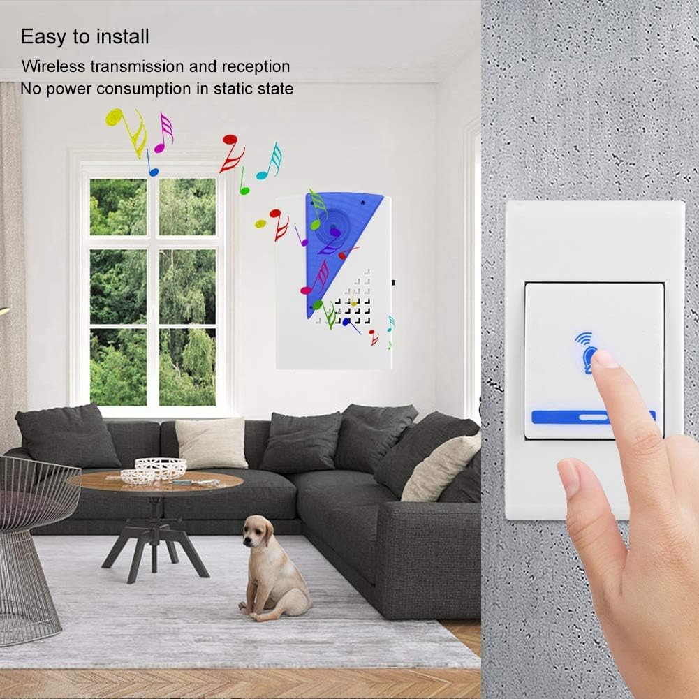 NWZ NZ-184 Mini Doorbell Door Chime Kit with 18 Ringtones Receiver Transmitter Wireless Doorbell with up to 30M Wireless Range Battery Operated for School Home Office Hotel