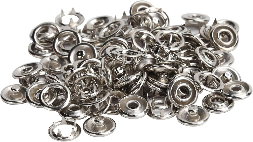 50 Sets Metal Snaps Buttons, Stainless Steel Pliers Press Set, Prong Snap Button Fasteners Kit, Sewing Handcraft Tool for Clothing Leather Crafting Sewing