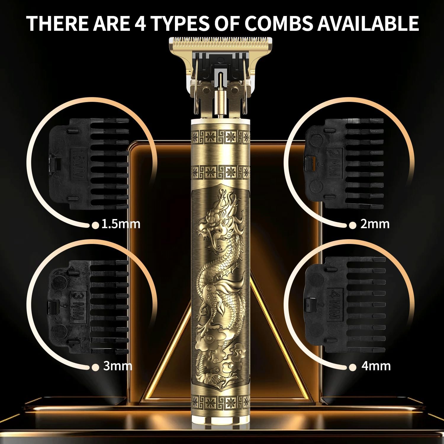 Vintage T9  Beard Trimmer for Men-Hair Clippers for Men-Cordless Rechargeable Hair Clipper and Trimmer-Beard Shaver Barbershop（Gold）