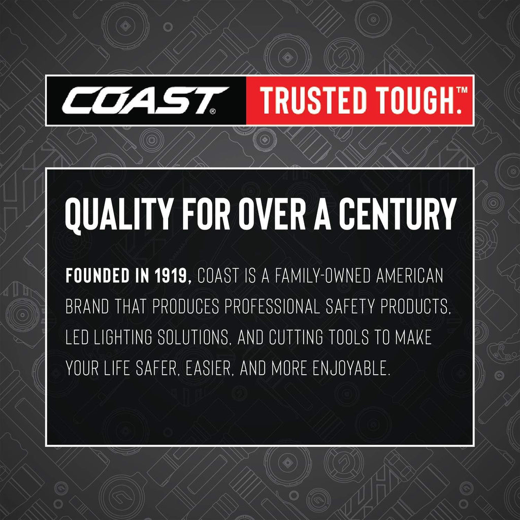COAST® HL7 285 Lumen Utility LED Headlamp with Hinged Beam Adjustment and Hard Hat Compatibility with TWIST FOCUS™, Black