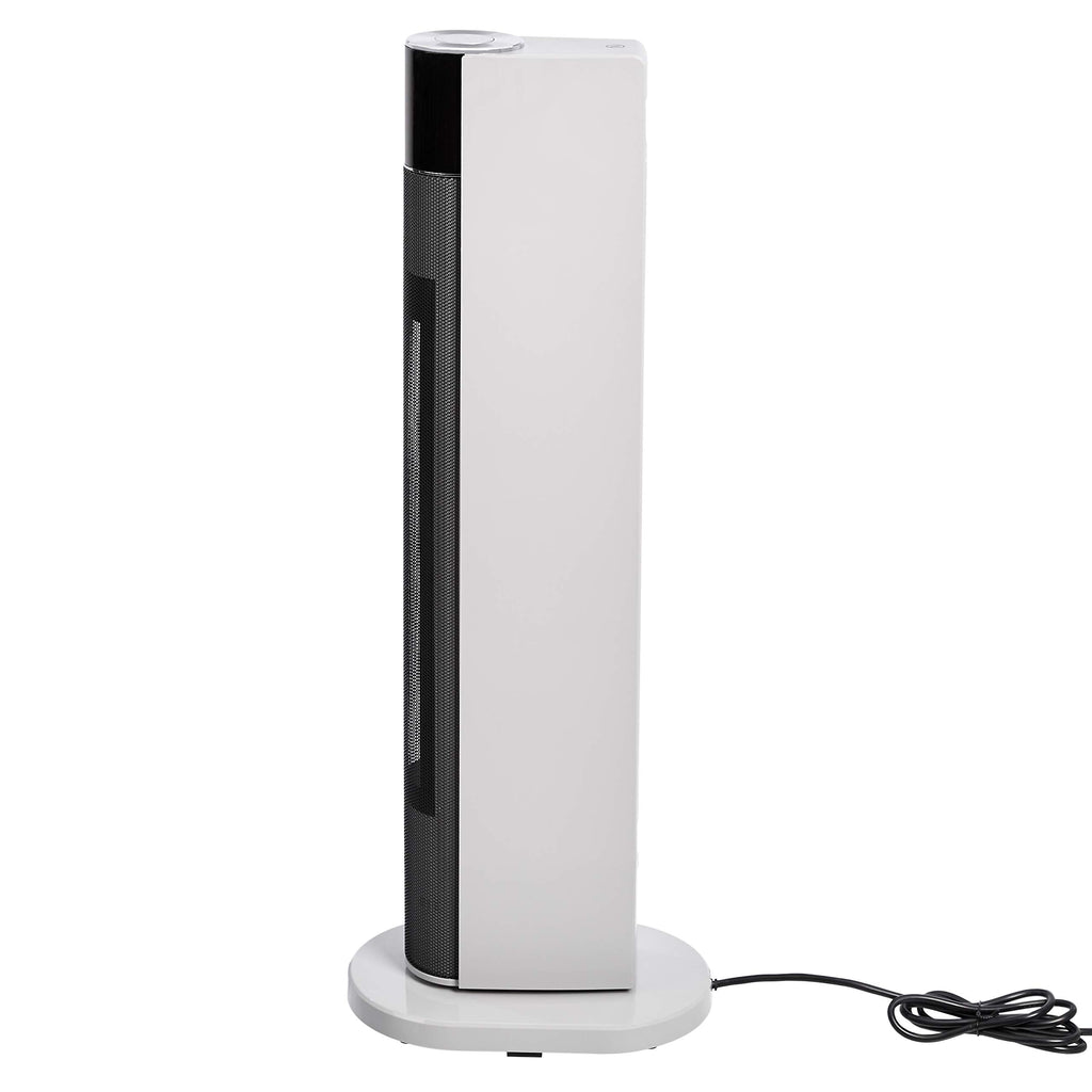 Amazon Basics ECO Oscillating Portable Tower Heater, 2 Fan Speeds, 3 Heat Settings, Timer and Remote Control, with UK plug, 2200W, White