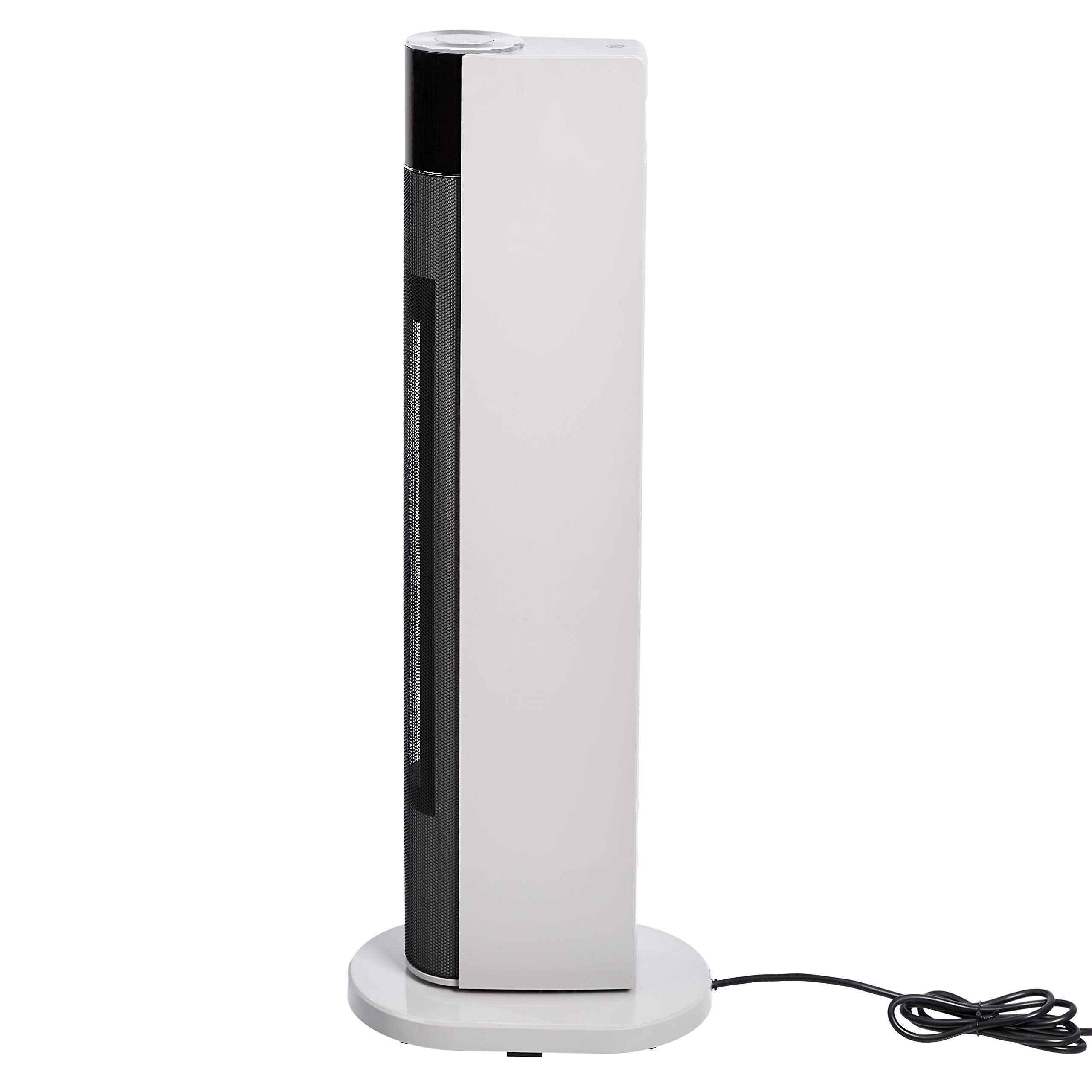 Amazon Basics ECO Oscillating Portable Tower Heater, 2 Fan Speeds, 3 Heat Settings, Timer and Remote Control, with UK plug, 2200W, White