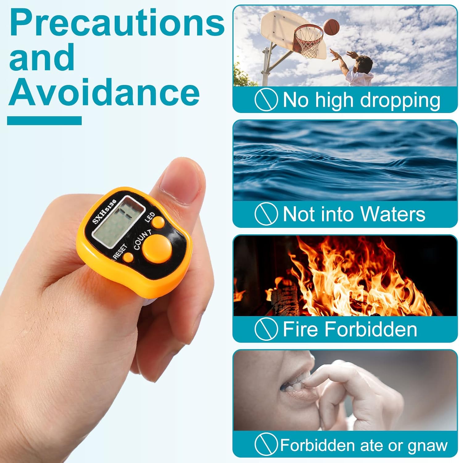 5pcs Finger Counter -Islamic Tasbih Bead- 5 Digital LED Electronic Handheld Tally Counter Clicker with Case Mechanical Manual Clicker Number Lap Tracker Counter